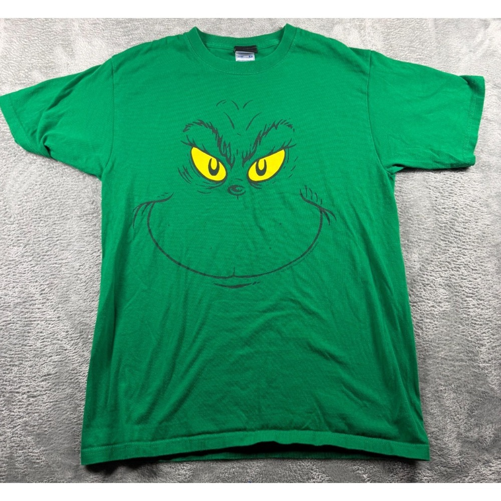 Vtg Y2K Dr Seuss The Grinch Green T Shirt Mens M Christmas Graphic Tee